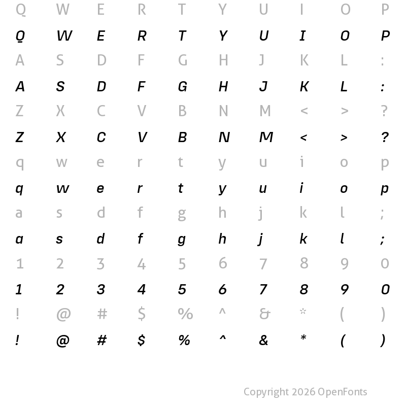 Character Map of Config Alt Medium Italic