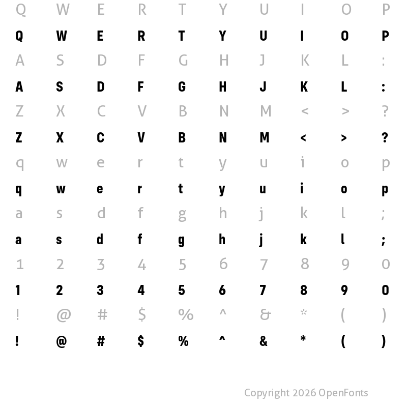 Character Map of Config Condensed Bold
