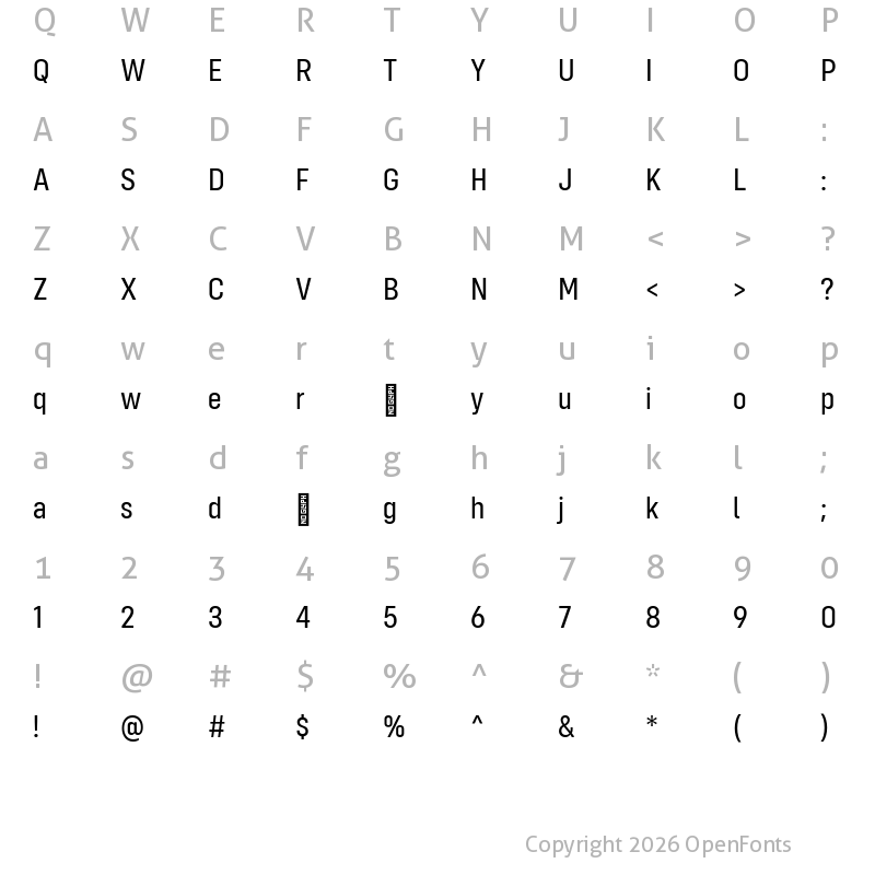 Character Map of config-condensed-regular condensed-regular