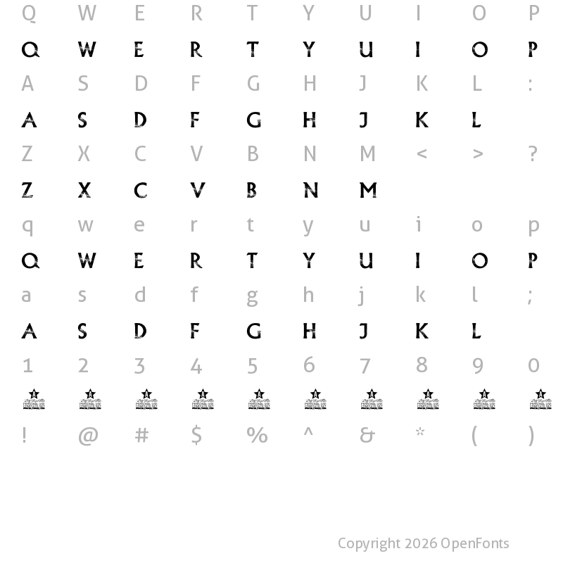 Character Map of CONFORMITY PERSONAL USE Regular