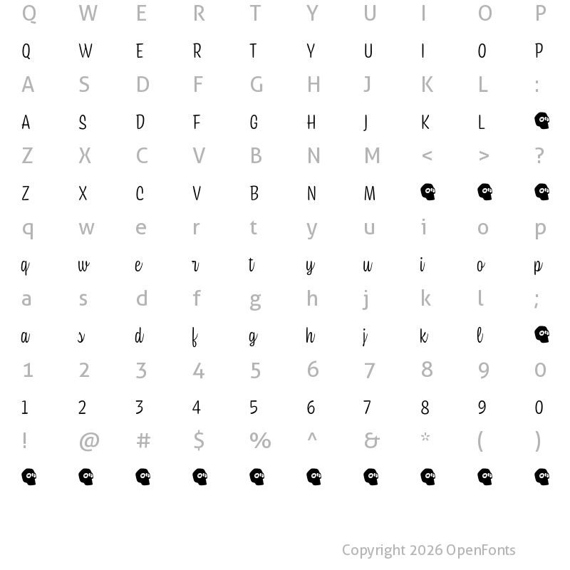 Character Map of Coniferous Demo Light