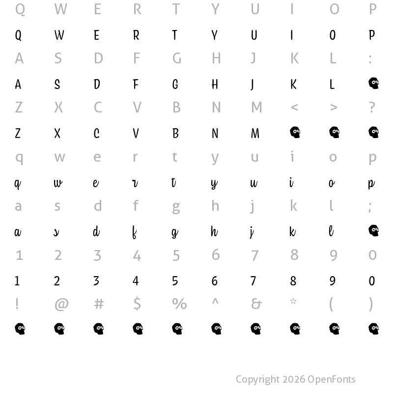 Character Map of Coniferous Demo Regular