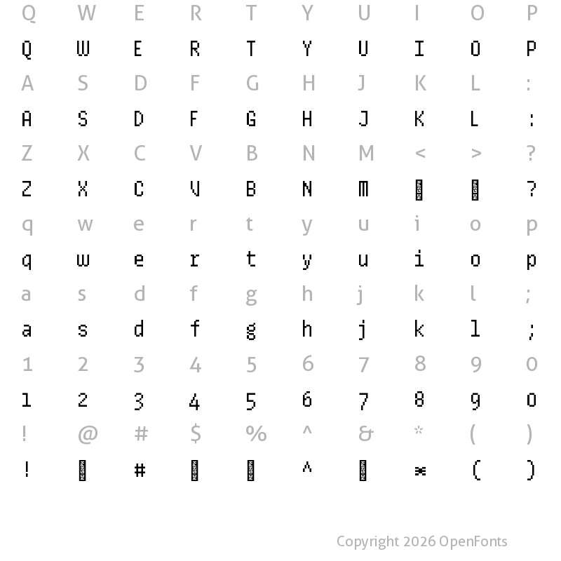 Character Map of Conta Pixel Regular