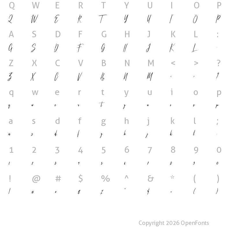 Character Map of Contaur Regular
