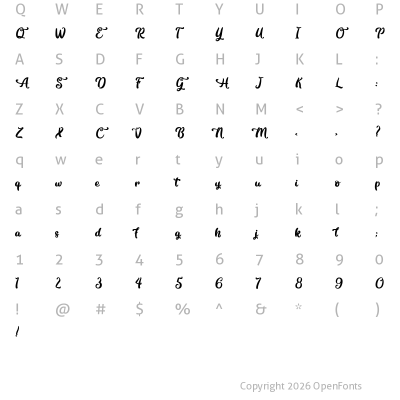 Character Map of Contemplation Regular