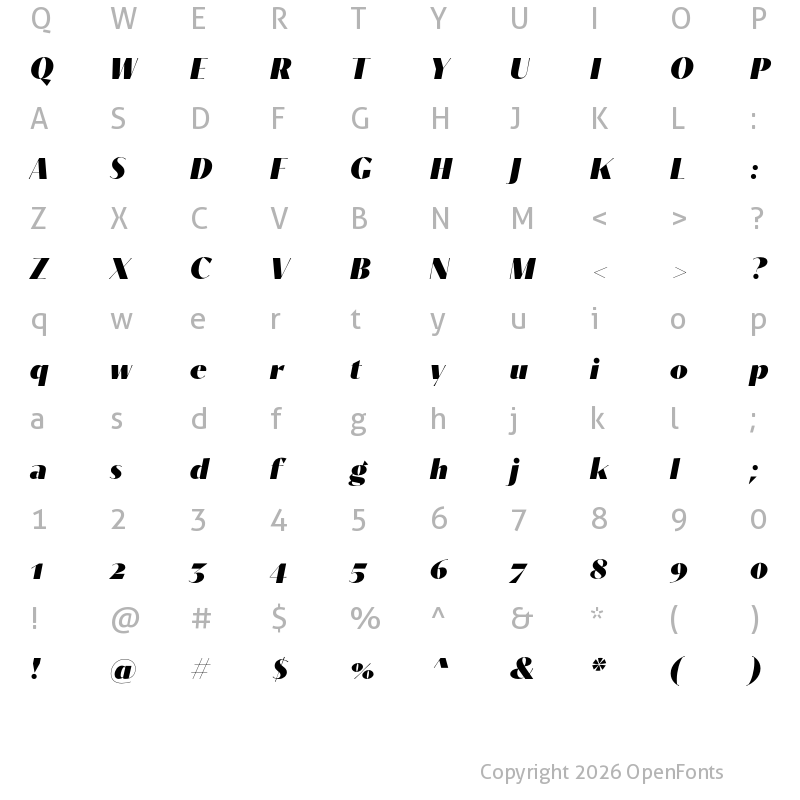 Character Map of Contralto Big Black Italic