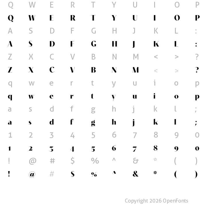 Character Map of Contralto Big Bold