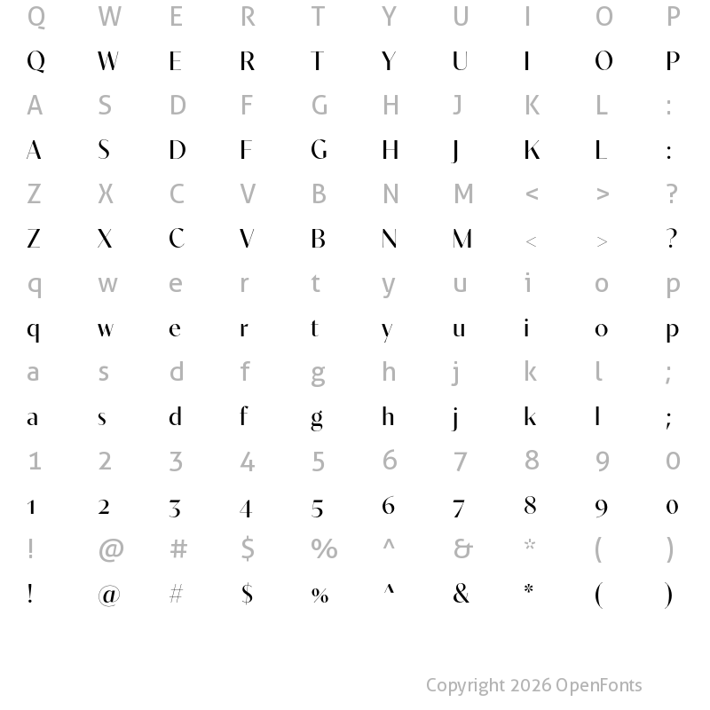 Character Map of Contralto Big Regular