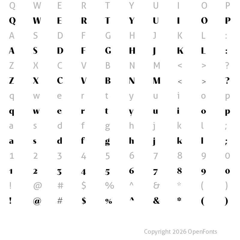 Character Map of Contralto Small Bold