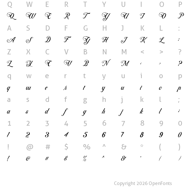 Character Map of Controwell Script Regular