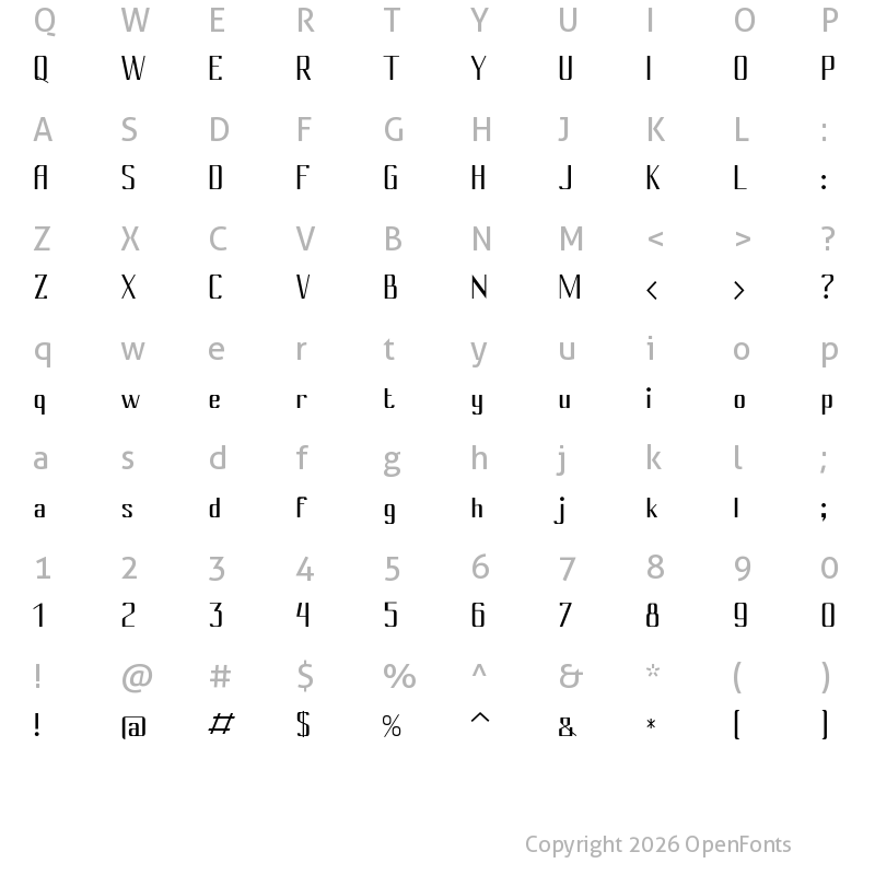 Character Map of Cony Regular