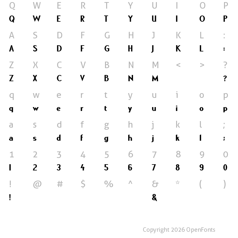 Character Map of Cool Weekdays Demo Regular