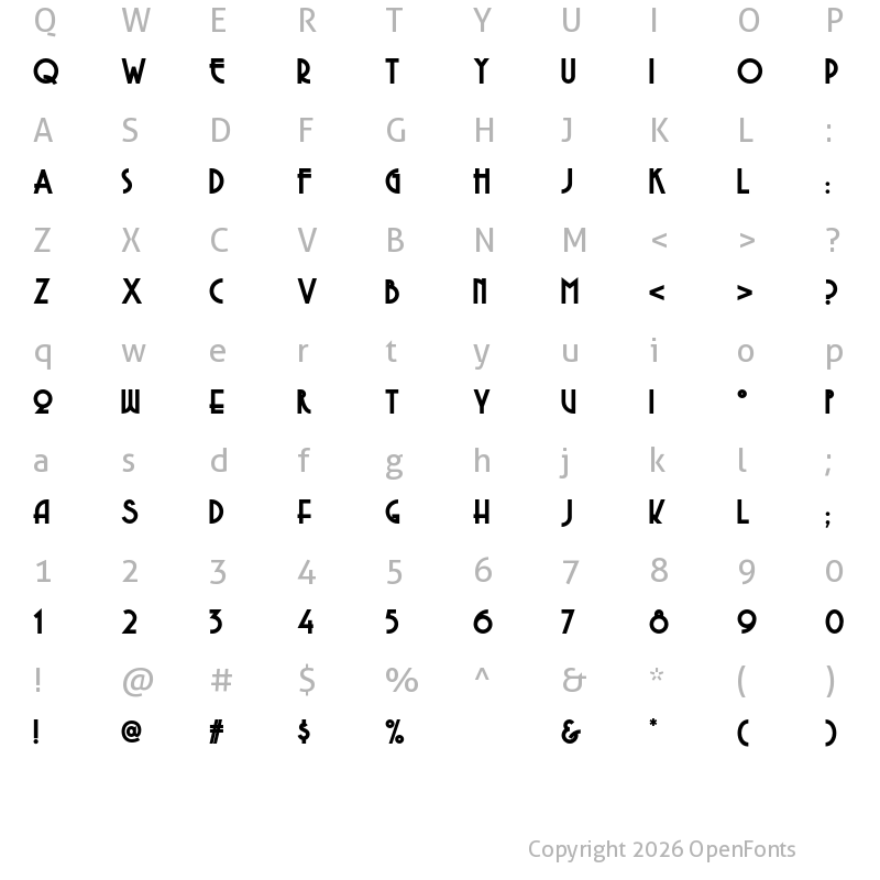 Character Map of Copasetic NF Bold