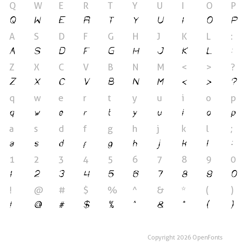 Character Map of COPPER Italic