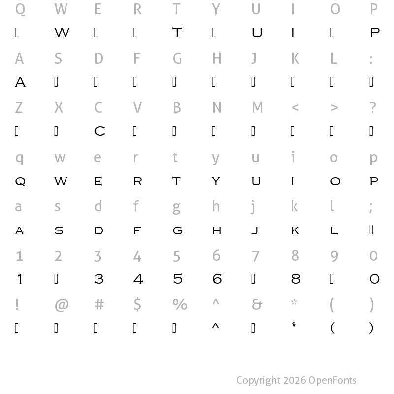 Character Map of Copperplate-Lig ?