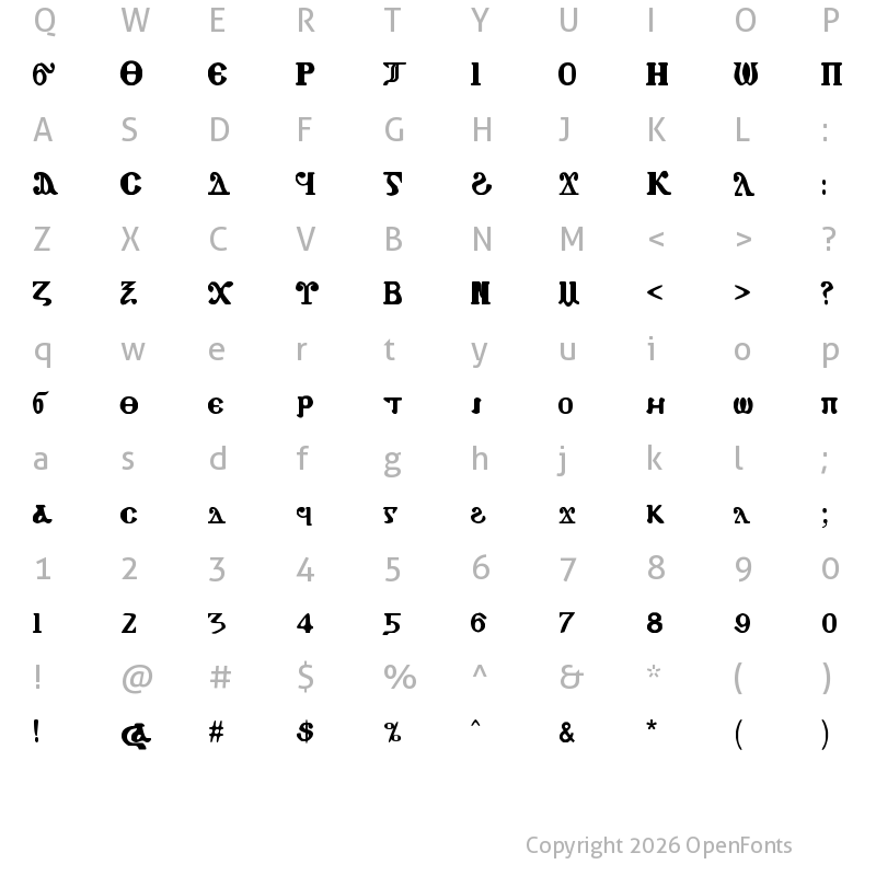 Character Map of Coptic Eyes Coptic Regular