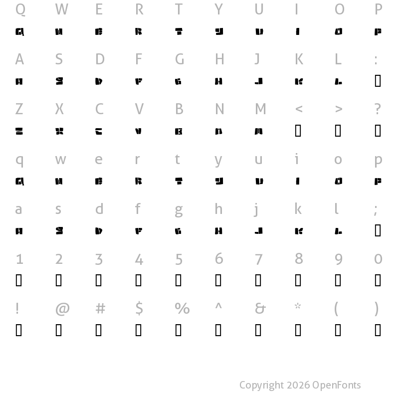 Character Map of Copycut Regular