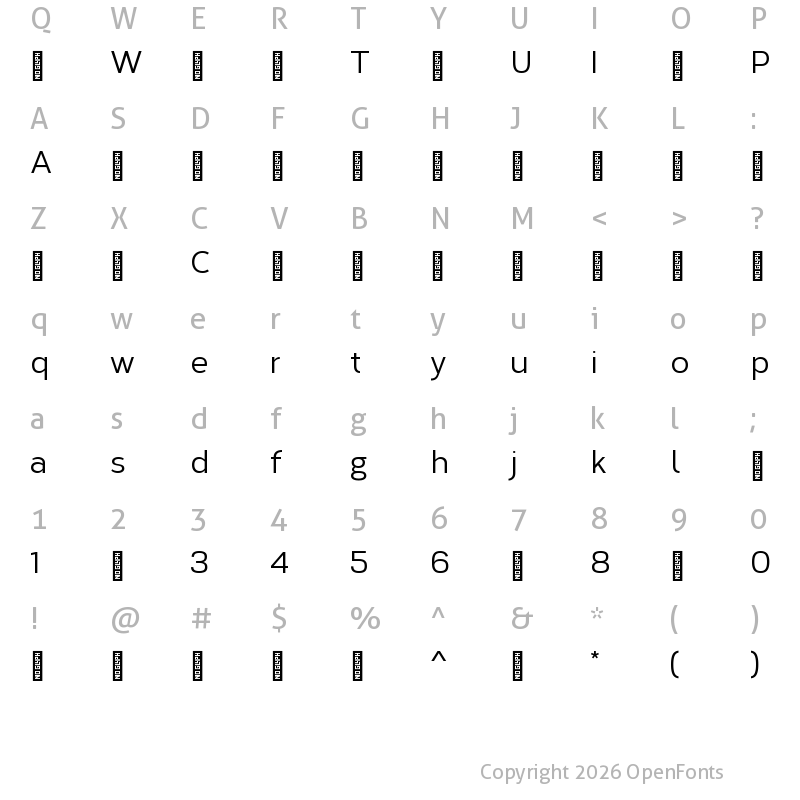 Character Map of Corbert-Medium ?