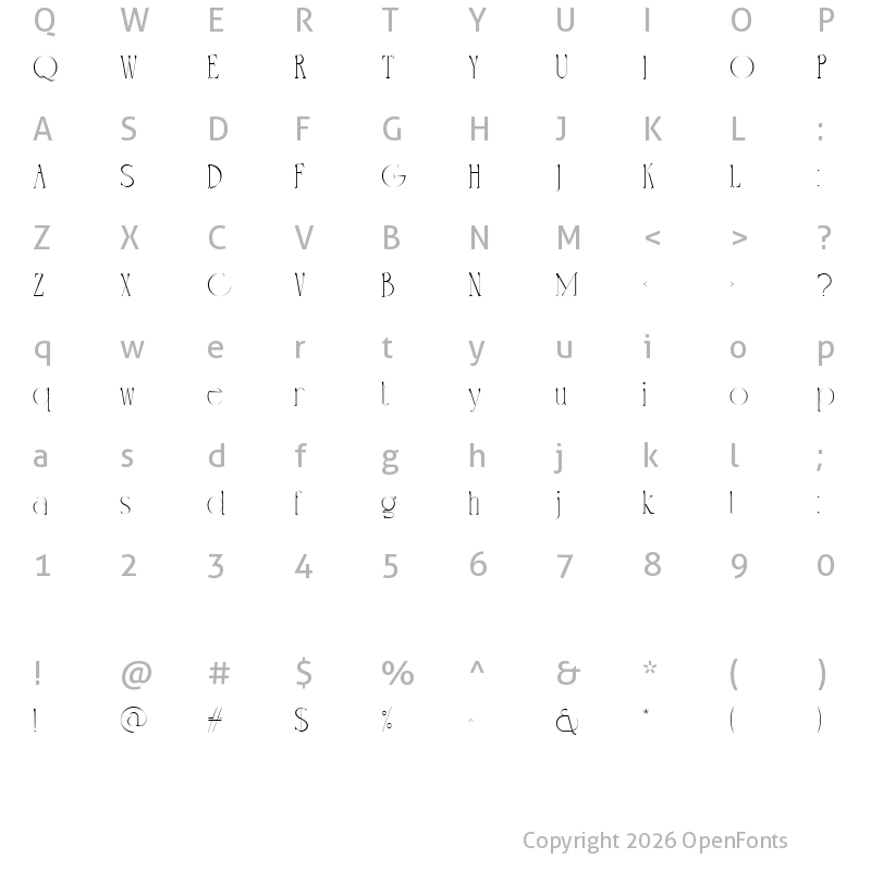 Character Map of Coreta Regular