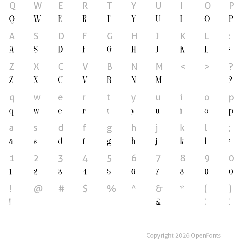 Character Map of Corleone Regular