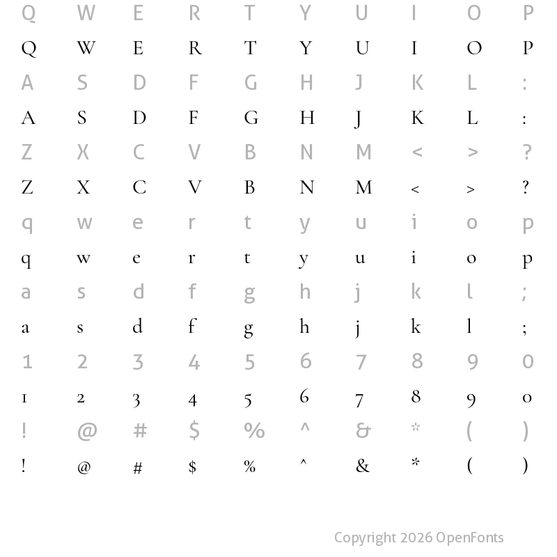 Character Map of Cormorant Garamond Medium