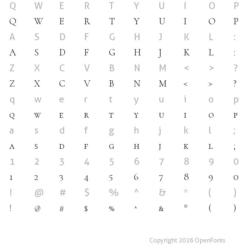 Character Map of Cormorant SC Light