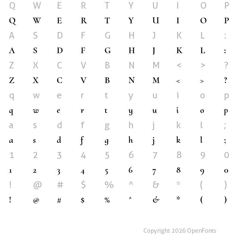 Character Map of Cormorant Upright Bold