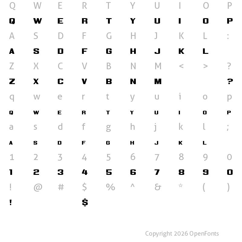 Character Map of Corporate Regular