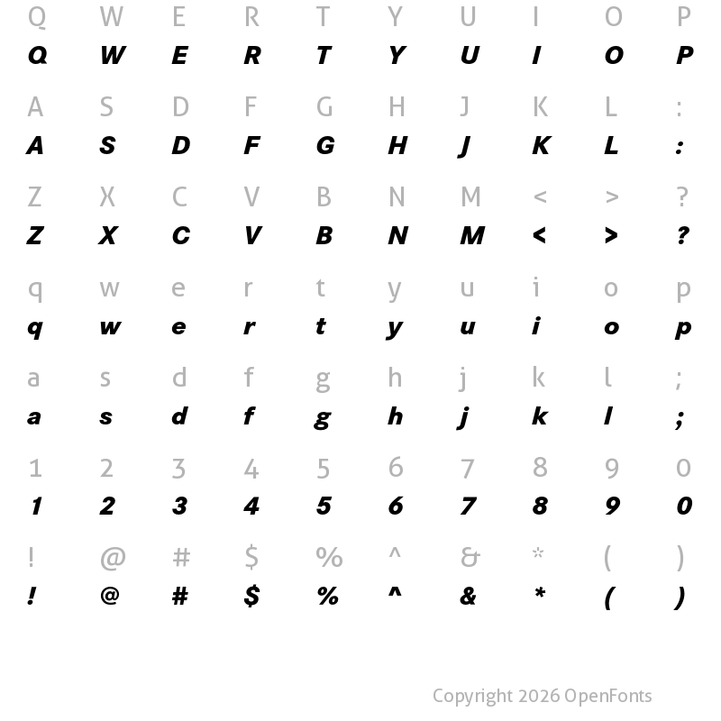 Character Map of Corporate S ExtraBold Italic