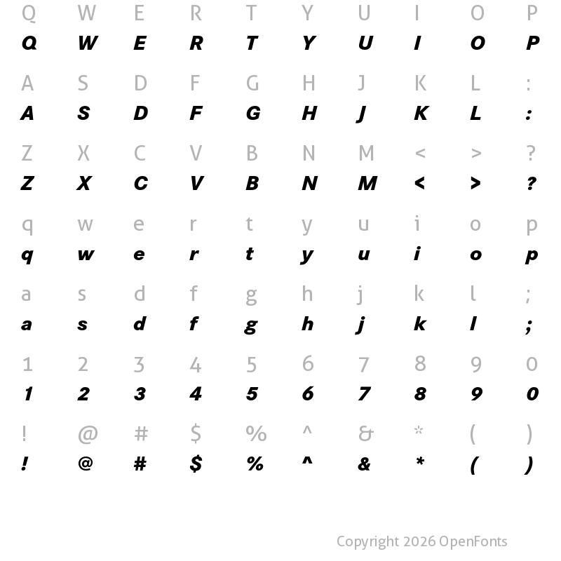 Character Map of Corporate S Pro ExtraBold Italic