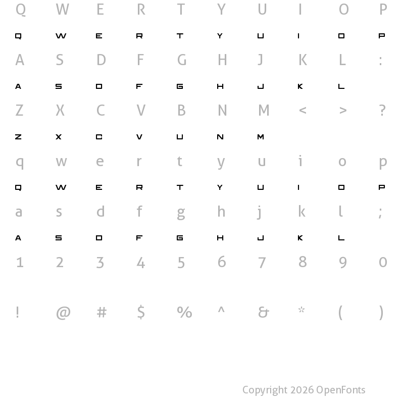 Character Map of Corporation Regular