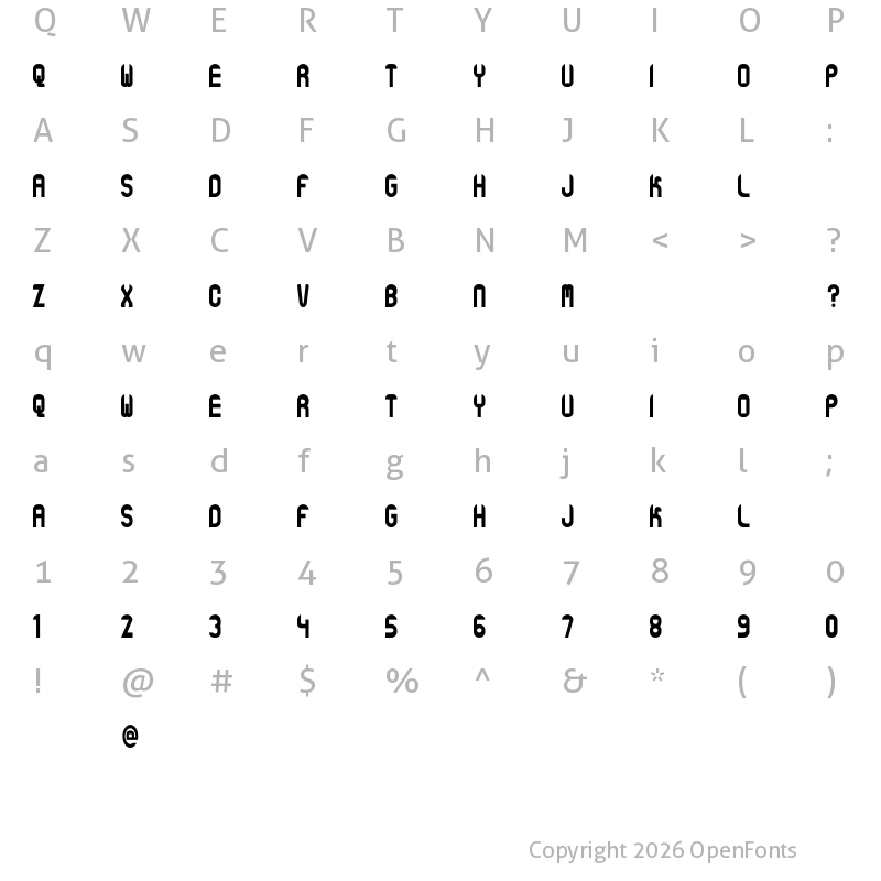 Character Map of Corrint Demo Regular