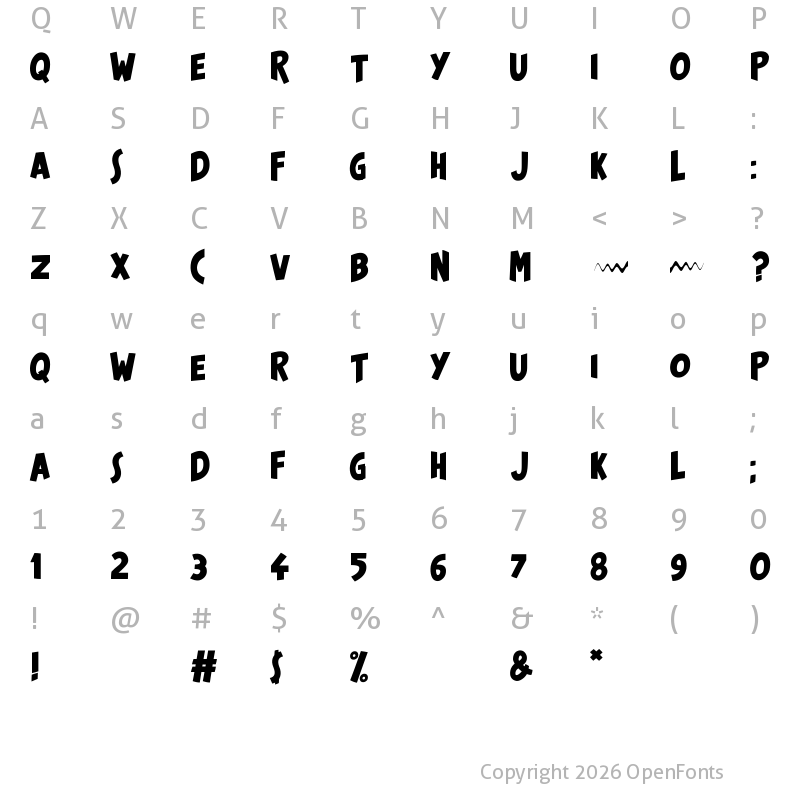 Character Map of Cosmic Blaster Regular