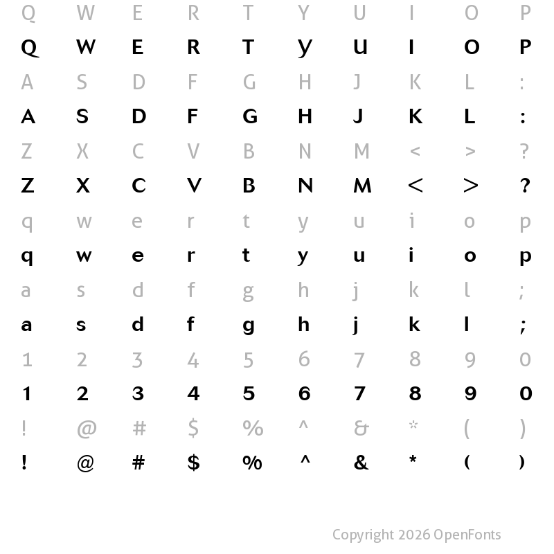 Character Map of Cosmos Bold