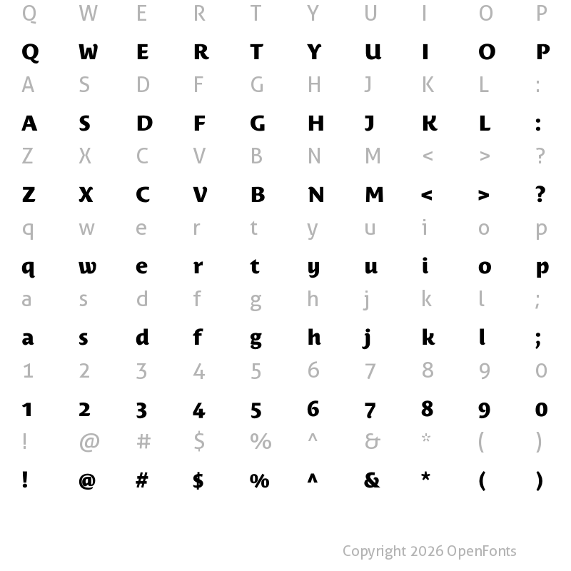 Character Map of Costa Std ExtraBold