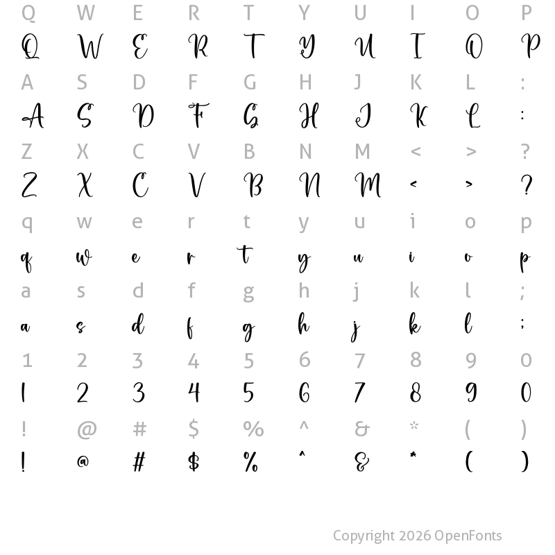 Character Map of Cottonwood Regular