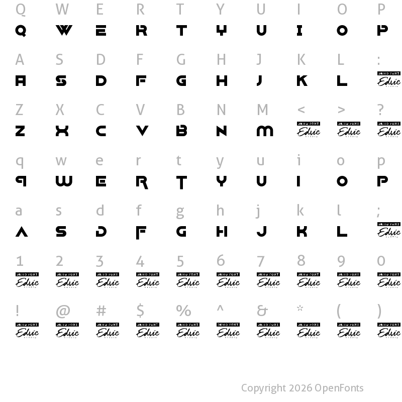 Character Map of Counter Stream Demo Regular