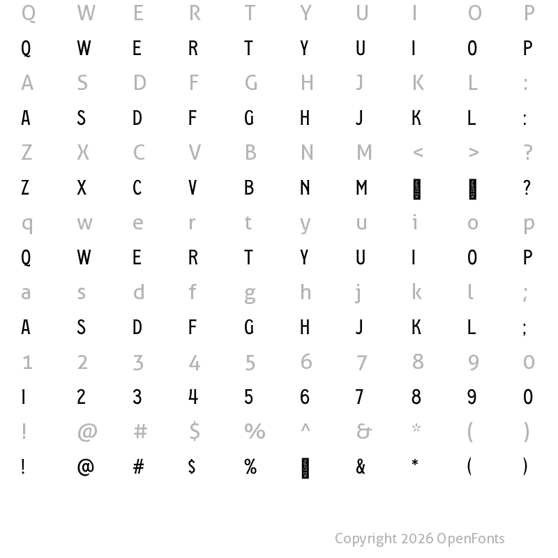 Character Map of Country Cafe Caps