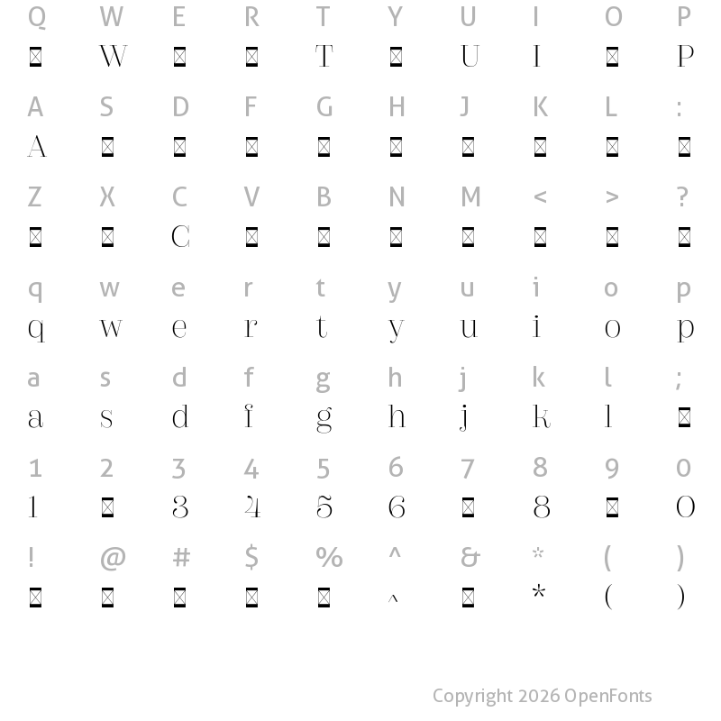 Character Map of CouturierPoster-Light ?