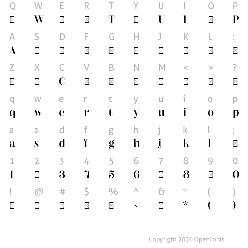 Character Map of CouturierPoster-Regular ?