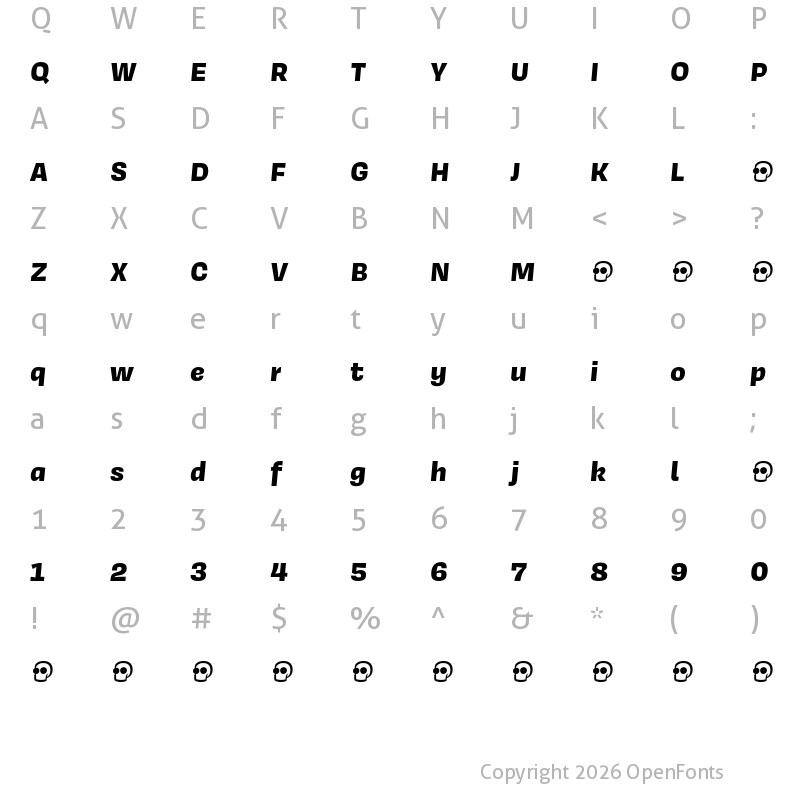 Character Map of Covik Sans Demo Black Italic