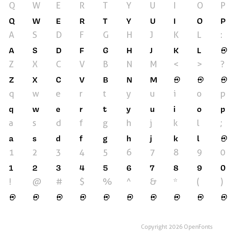 Character Map of Covik Sans Demo Semibold