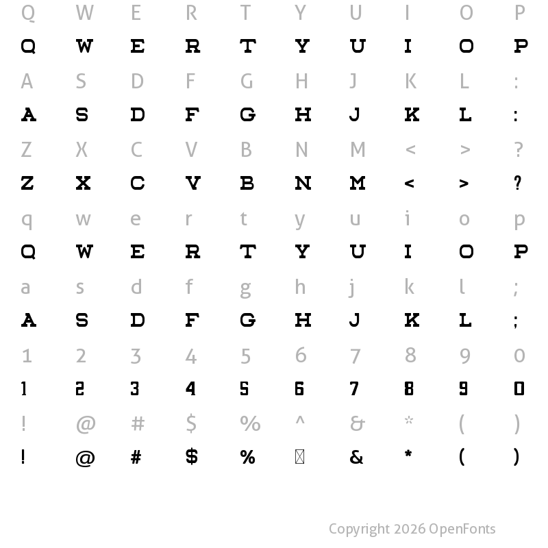 Character Map of COWBOY WILDWEST Regular