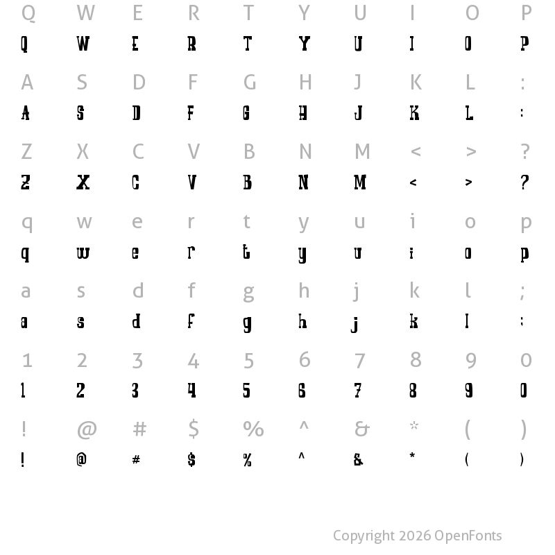 Character Map of COWBOYZ Regular