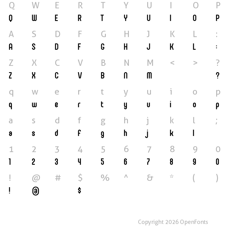 Character Map of Coyote Regular
