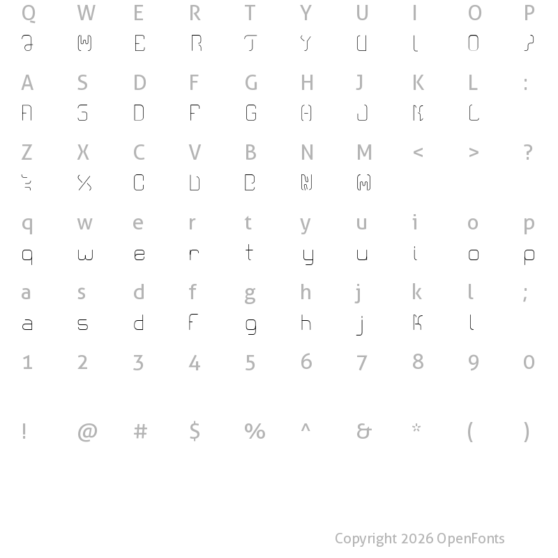 Character Map of CR21MODERN Regular