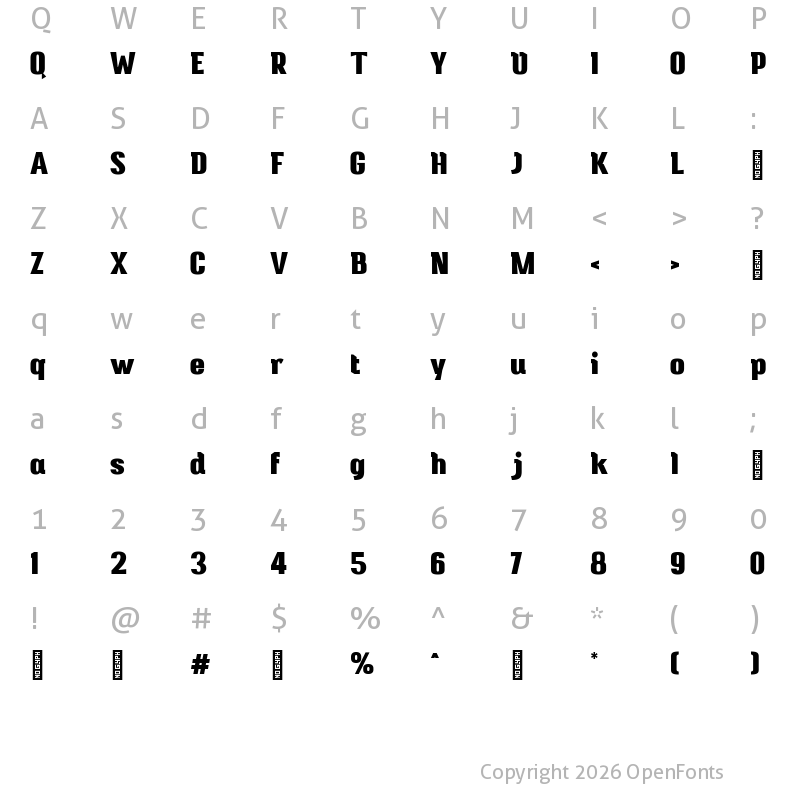 Character Map of Crabs Slab Extra Bold
