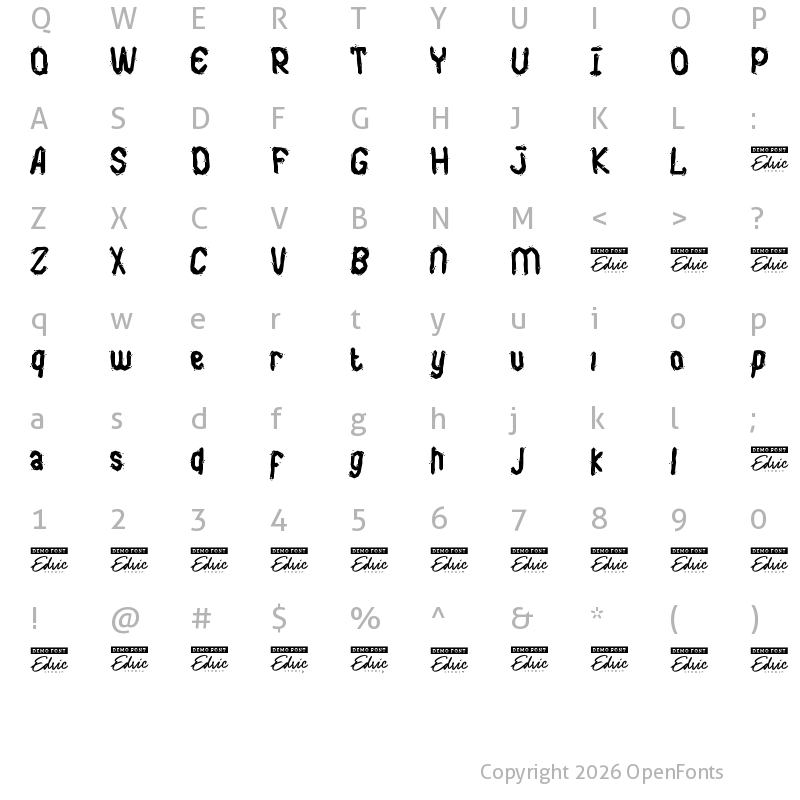 Character Map of Cracked Words Demo Regular