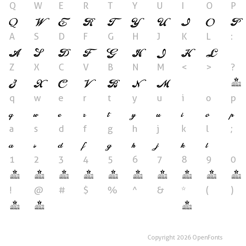Character Map of Craftsman PERSONAL USE Italic