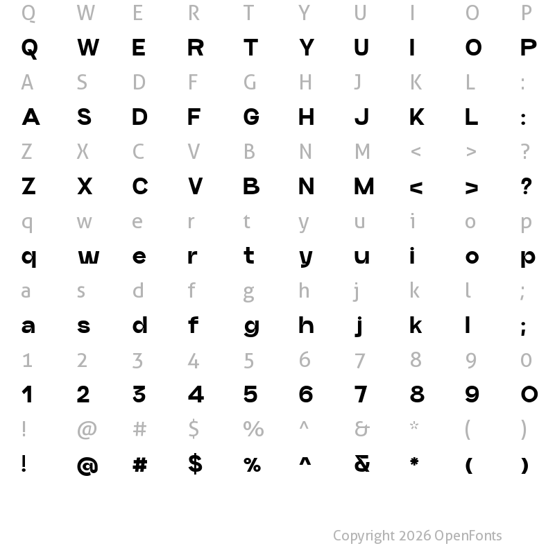 Character Map of Craftwork Grotesk Heavy